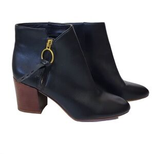 Franco Sarto | Callahan Zip Up Stacked Heel Faux Leather Ankle Booties